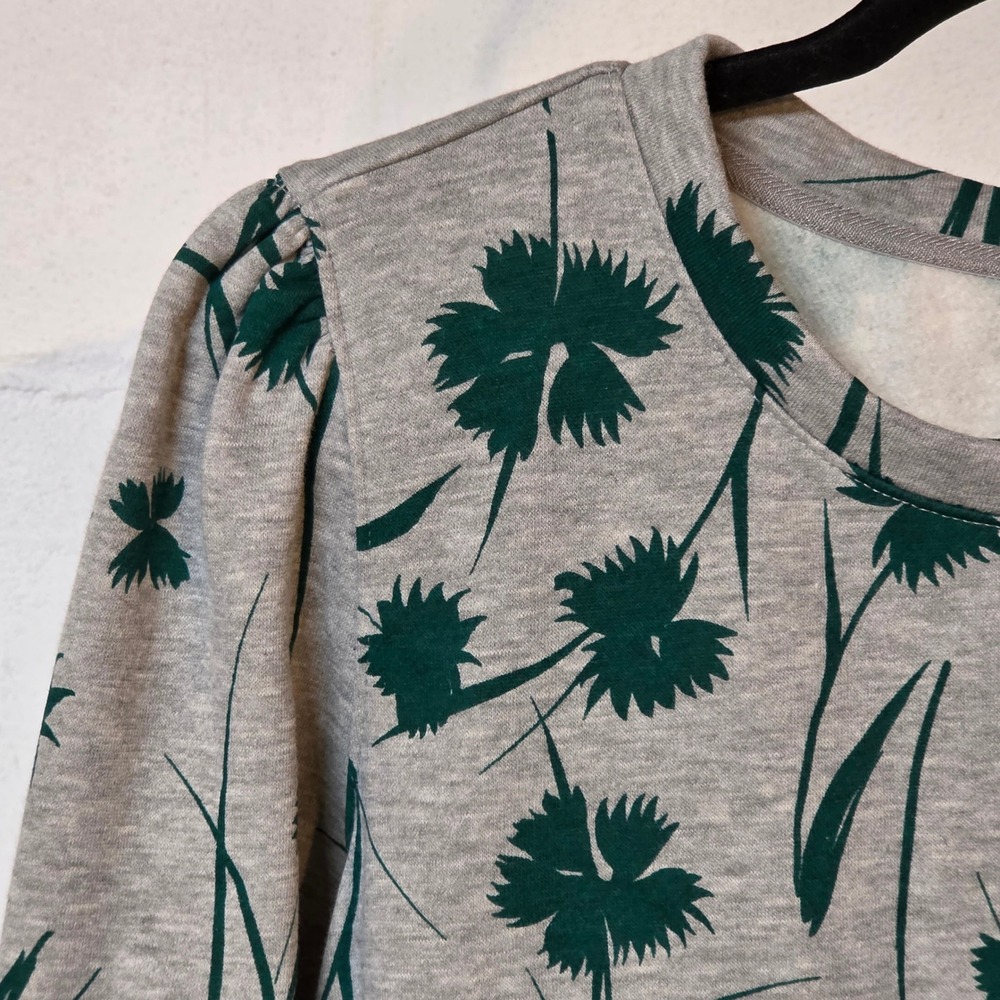 Liz Claiborne Womens‎ M Gray Green Floral Long Sleeve Sweatshirt Pullover Top - Picture 2 of 7